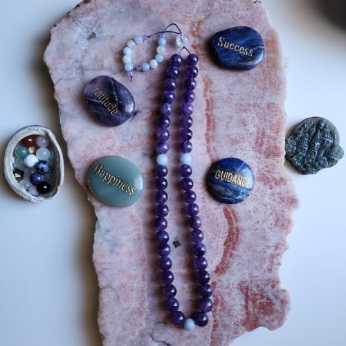 سبحة الفخامة والأناقة من حجر الأمثيست Amethyst و ا...