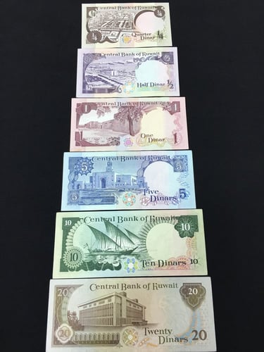 الكويت فئة ¼دينار+½ دينار +1+5+10+20 دينارالإصدار...