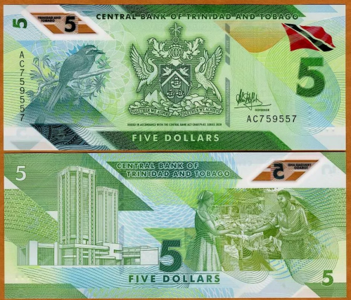 جزر ترينيداد وتوباغو فئة 5 دولار أنسر (بوليمر)