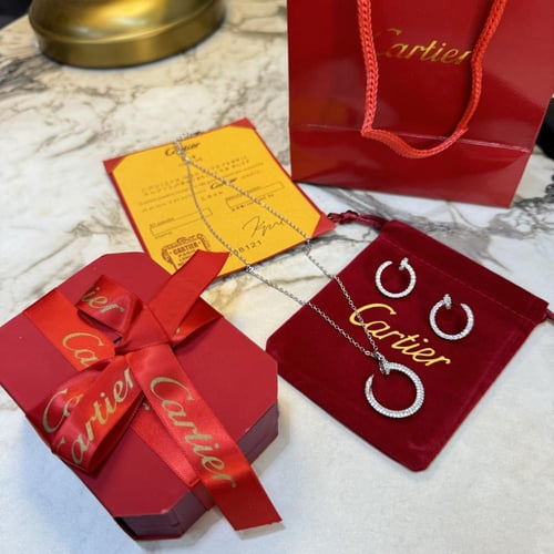 طقم كارتير سلسال معا حلق فضي