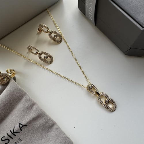 طقم مسيكا كامل 4 قطع فضي/ذهبي