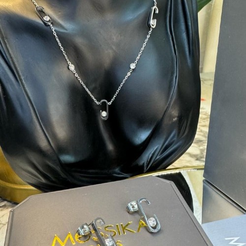 طقم سلسال مسيكا درجه اولى بلونين ذهبي فضي