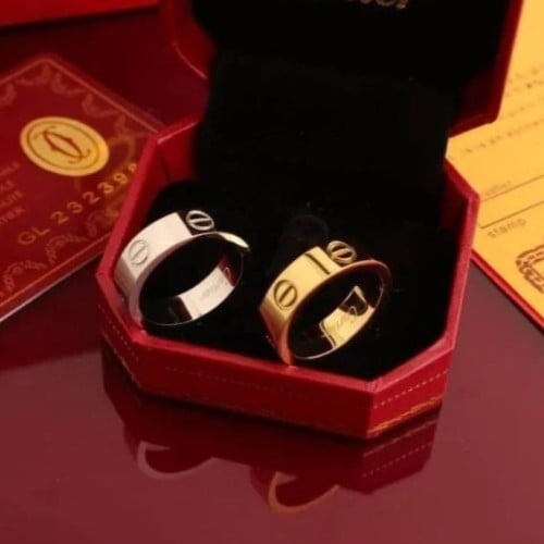 خاتم كارتير فضي رجالي وذهبي