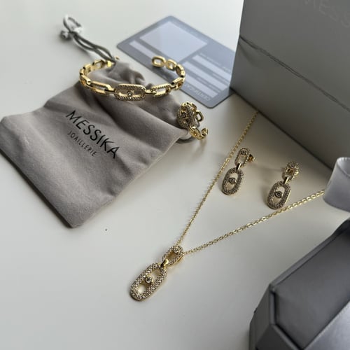 طقم مسيكا كامل 4 قطع فضي/ذهبي