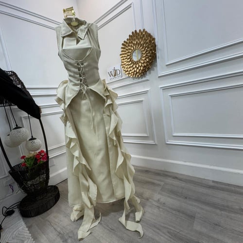 فستان الموسم لونين اسود - بيج