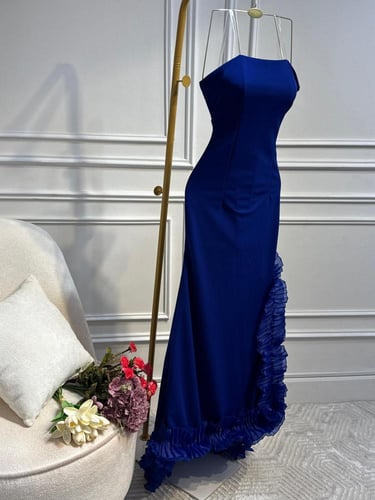 فستان سهره الموسمي لونين اسود - ازرق