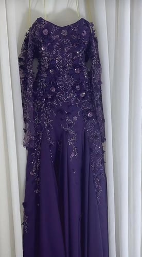 فستان فخم لونين احمر - موف