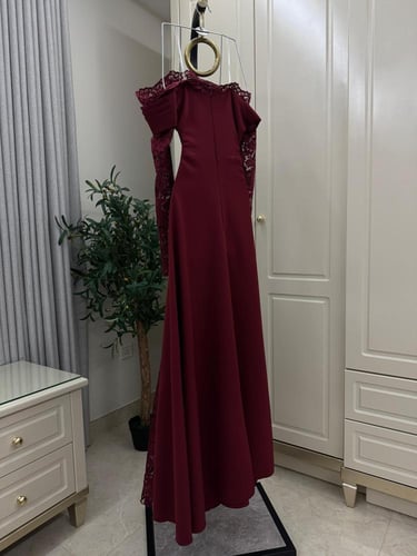 فستان برغندي فخم