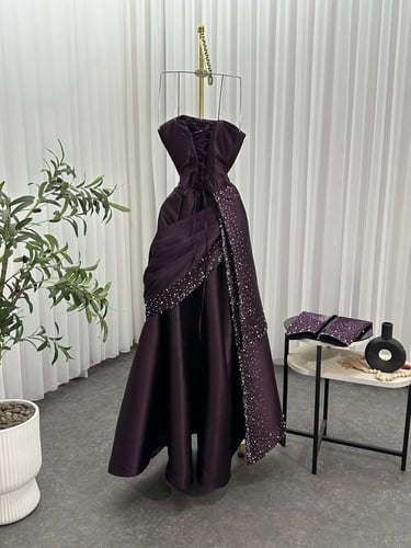 فستان سهرة ليلكي فخم