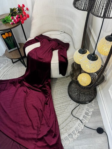 فستان مخمل لونين عودي و موف