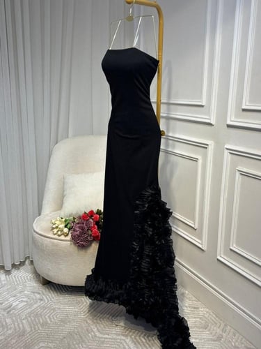 فستان سهره الموسمي لونين اسود - ازرق