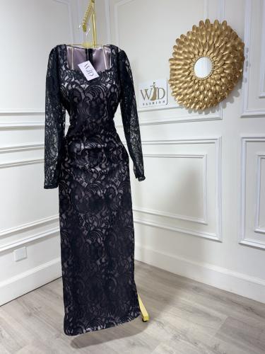 فستان دانتيل اسود مبطن