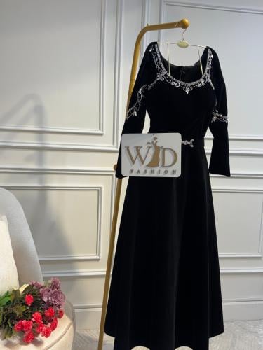 فستان سهره اسود ساتر باكمام