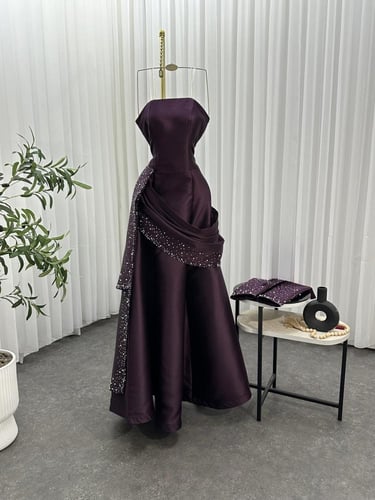 فستان سهرة ليلكي فخم