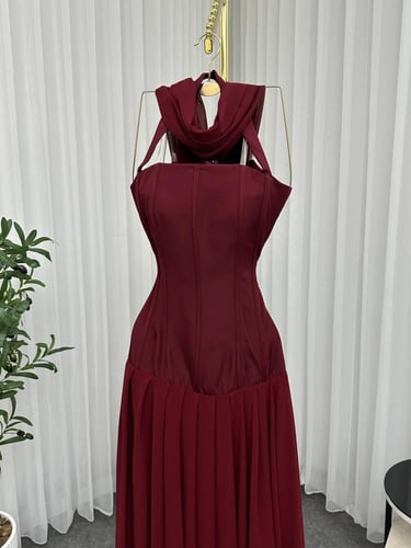 فستان العيد فخم لون عودي