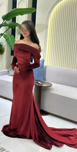 فستان مخمل لونين عودي و موف