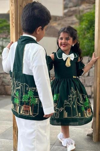 فستان بنات كولكشن اليوم الوطني السعودي