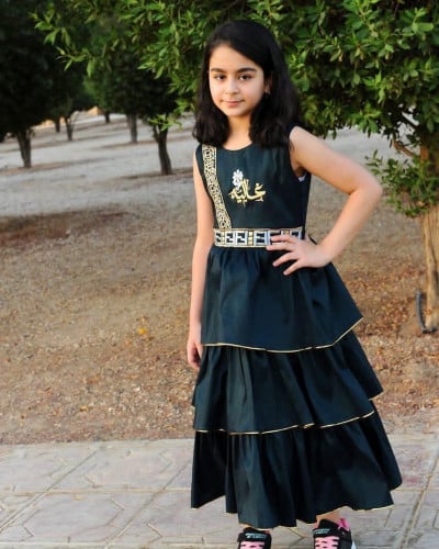 فستان العيد بنات بلاسم لون أسود