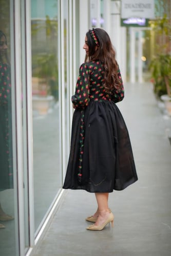 فستان شالكي أسود نسائي