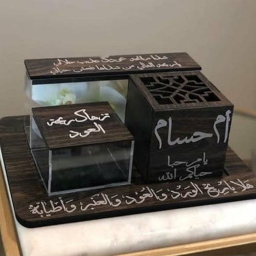 تصميم طقم مباخر خشب تصميم حسب الطلب