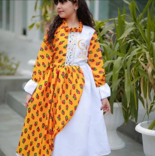 فستان شالكي برتقالي بناتي