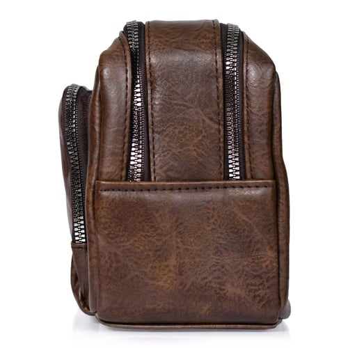 شنطة يد جلد بمقبض معصم مع فتحة داخلية للنقود والبط...