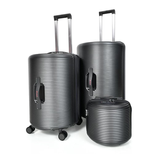 طقم شنط سفر مورانو 4 قطع بتصميم أسطواني جديد رمادي