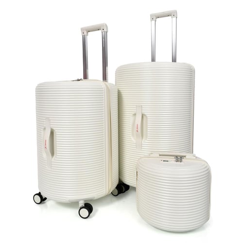 طقم شنط سفر مورانو 4 قطع بتصميم أسطواني جديد بيج