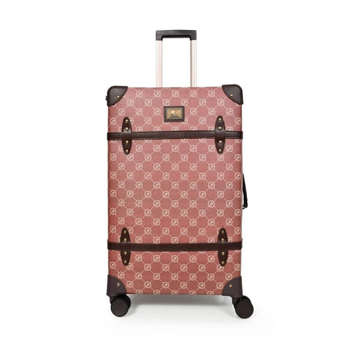 طقم شنط سفر كلاسيك جلد بلكامل مورانو اربع قطع روز