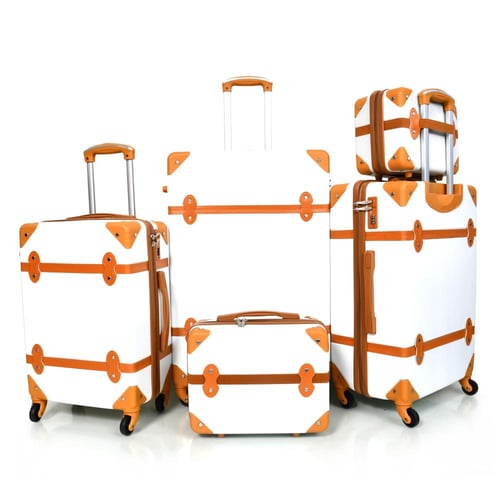 مورانو طقم شنط سفر كلاسيك من 5 قطع فايبر و جلد ابي...