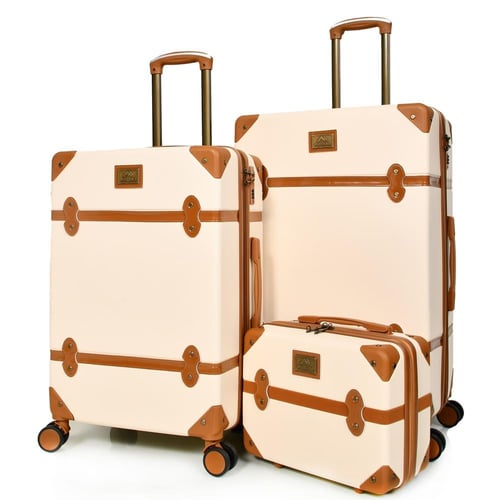 مورانو شنط سفر فايبر ثلاثة قطع مع مكياج بيج و بني...