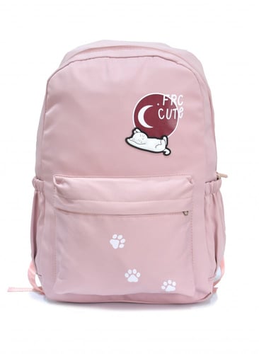 شنطة ظهر مدرسية من القماش رسمه قطه/بسة كاجول