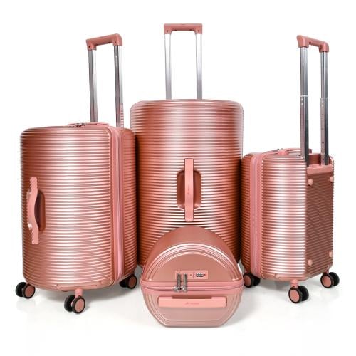 طقم شنط سفر مورانو 4 قطع بتصميم أسطواني جديد روز ق...