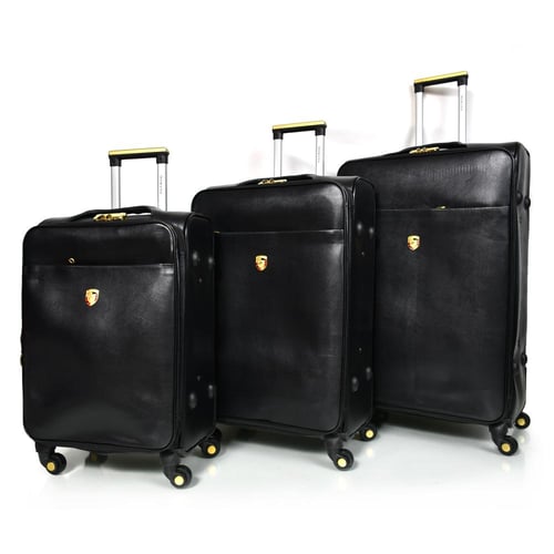 مورانو طقم شنطة سفر جلد كلاسيك سادة اربع قطع اسود