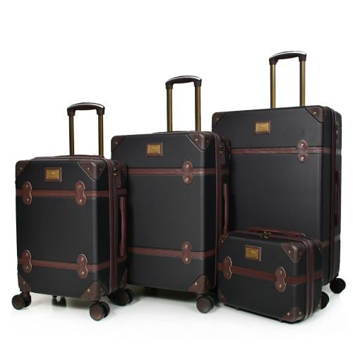 مورانو شنط سفر فايبر ثلاثة قطع مع مكياج أسود وبني