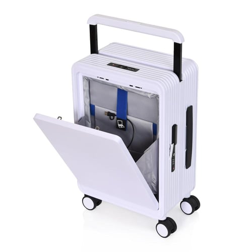 مورانو شنط سفر فايبر 20 انش بجيب أبيض