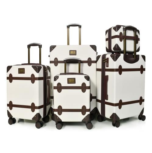 طقم شنط سفر من مورانو 4 قطع مع شنط مكياج فاخرة ابي...