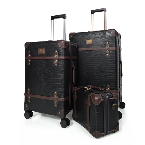 طقم شنط سفر كلاسيك جلد منقوش بلكامل مورانو اربع قط...