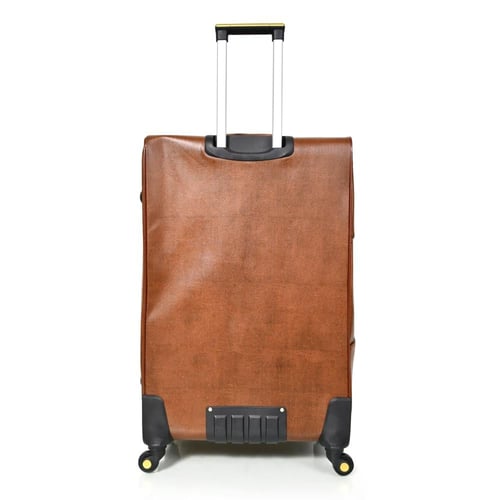 مورانو طقم شنطة سفر جلد كلاسيك سادة اربع قطع بني