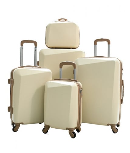حقايب سفر من 5 قطع لون بيج و كاكي