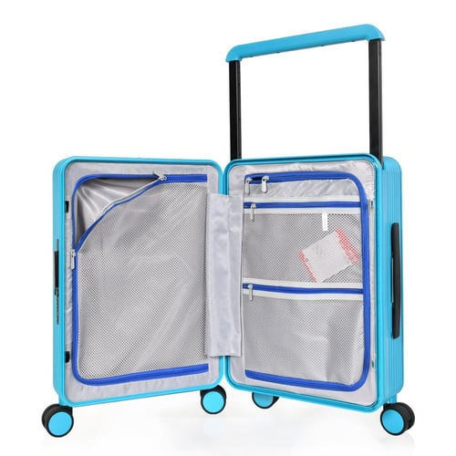 مورانو شنط سفر فايبر 20 انش بجيب أمامي سماوي