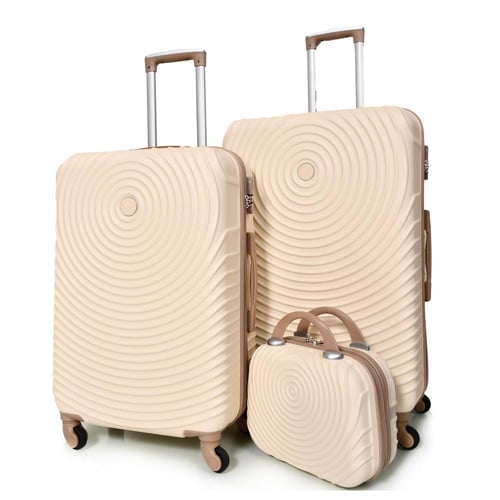 مورانو طقم شنط سفر فايبر ثلاث قطع مع شنطة مكياج بت...