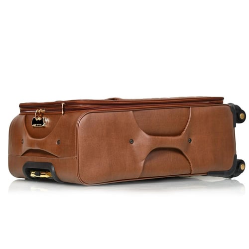 مورانو طقم شنطة سفر جلد ثلاث قطع بني