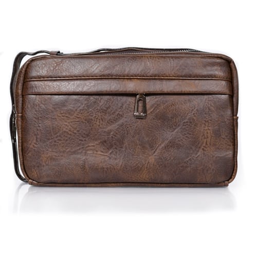 شنطة يد جلد بمقبض معصم مع فتحة داخلية للنقود والبط...