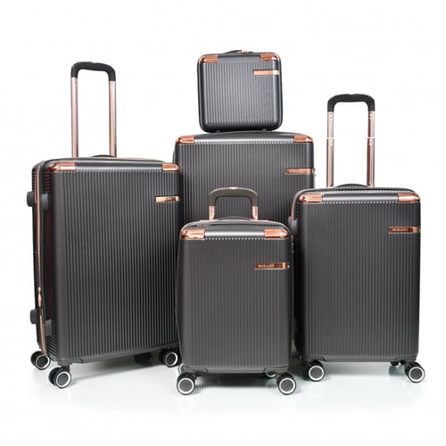 طقم شنط سفر من مورانو 4 قطع مع شنط مكياج فاخرة رصا...