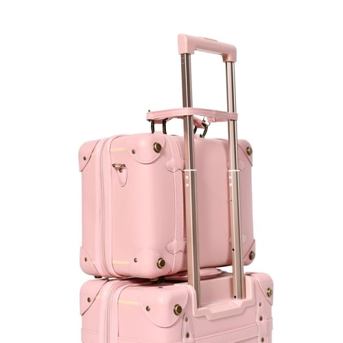 طقم شنط سفر كلاسيك جلد بلكامل مورانو اربع قطع وردي