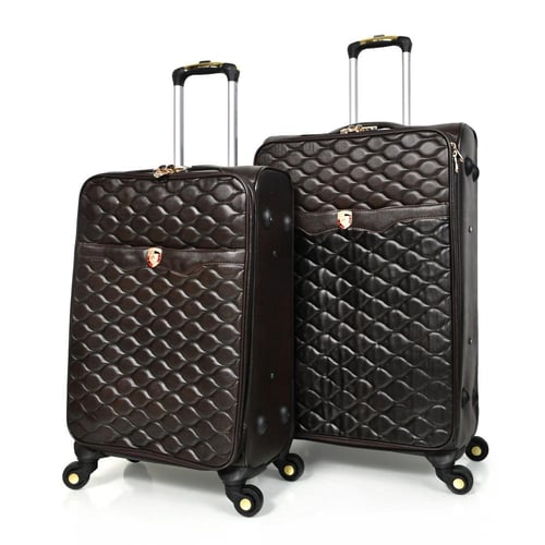 مورانو طقم شنطة سفر جلد ثلاث قطع كوفي