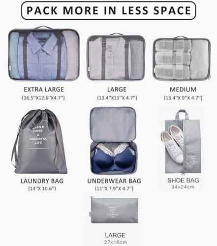 مورانو طقم منظم حقيبة سفر مكون من 7 قطع بيج