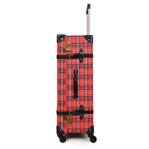 مورانو طقم شنط سفر كلاسيك جلد اربع قطع أحمر و أسود