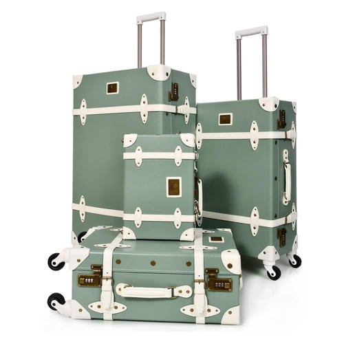 مورانو طقم شنط سفر كلاسيك جلد اربع قطع اخضر